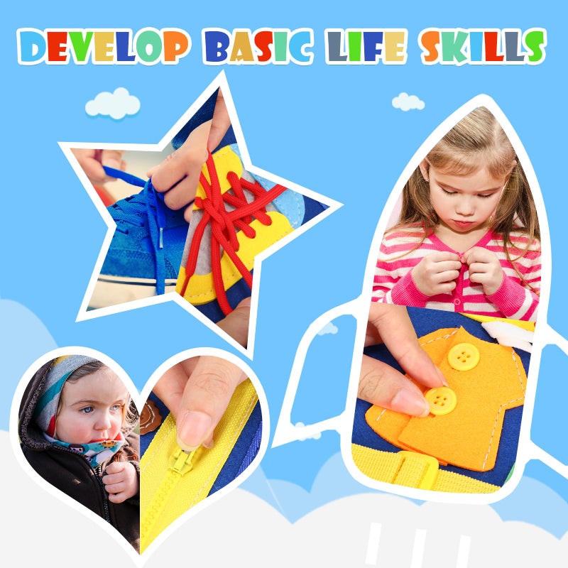 SparkShoots Busy Board Toddler Stocking Stuffers: Sensory Toys for Toddlers 1 2 3 4 Year Old Boy Gifts Montessori Toys - Toddler Airplane Travel Essentials & Road Trip Must Haves  Age 12 18 Month Baby Abacus Toy - Image 5